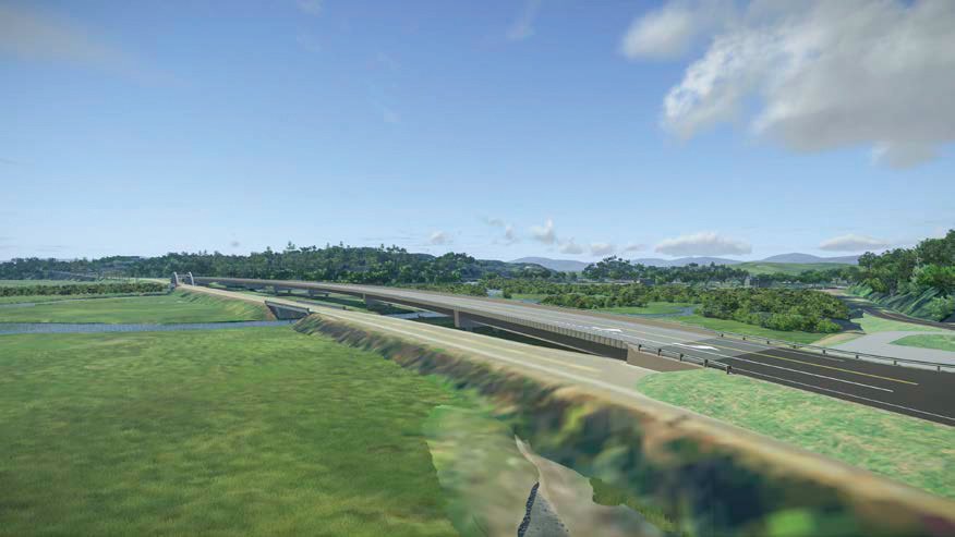 This illustration shows the preliminary design of the new US Highway 101 span across the Duckabush Estuary.